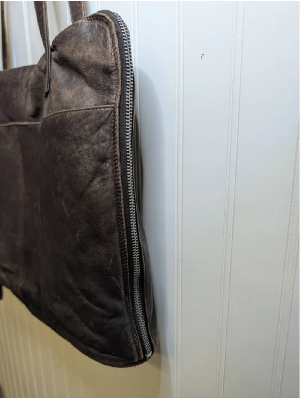 LATICO Leather Laptop Tote Bag Brown Organizer Shoulder Briefcase Floral Lined
